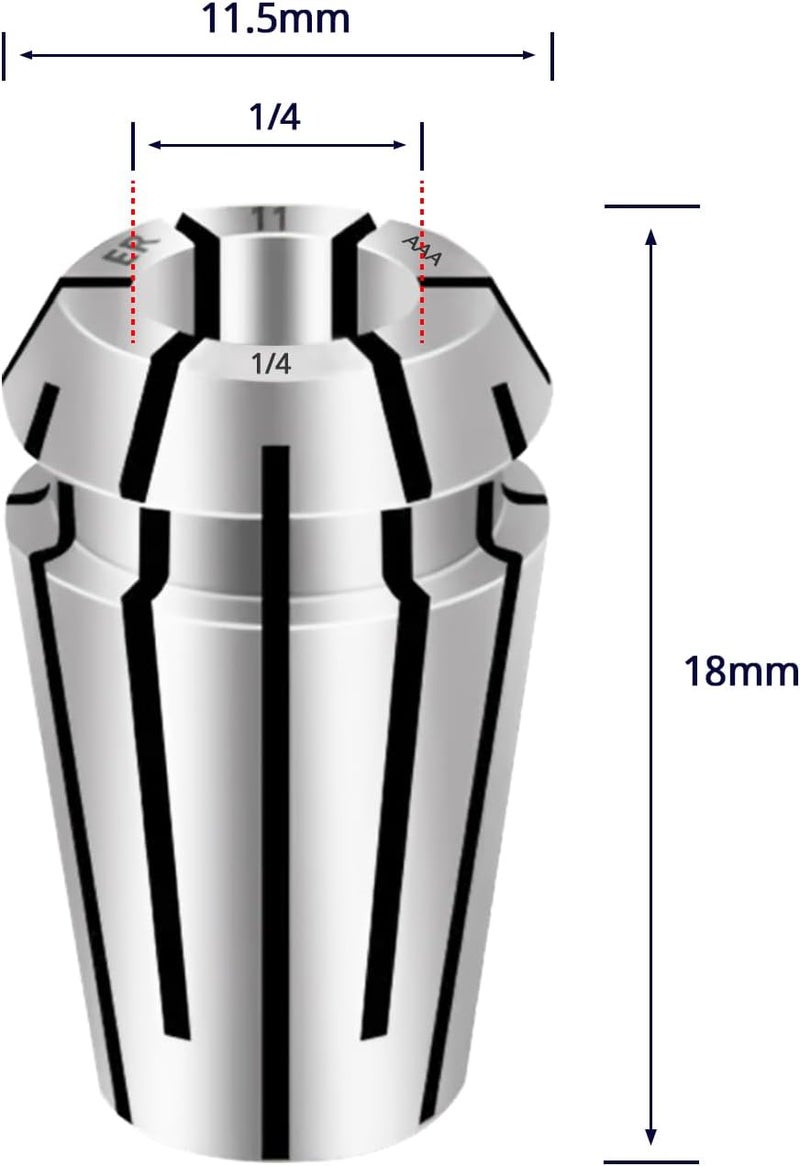 WEXWE Tools ER11 1/4 Inch Size High Precision Spring Collets Set, Accuracy Within 0.008 mm,Within 5000RMP router collets For CNC Milling Engraving Chuck Lathe Tool Holder Workholding Engraving,1pcs - Image 3